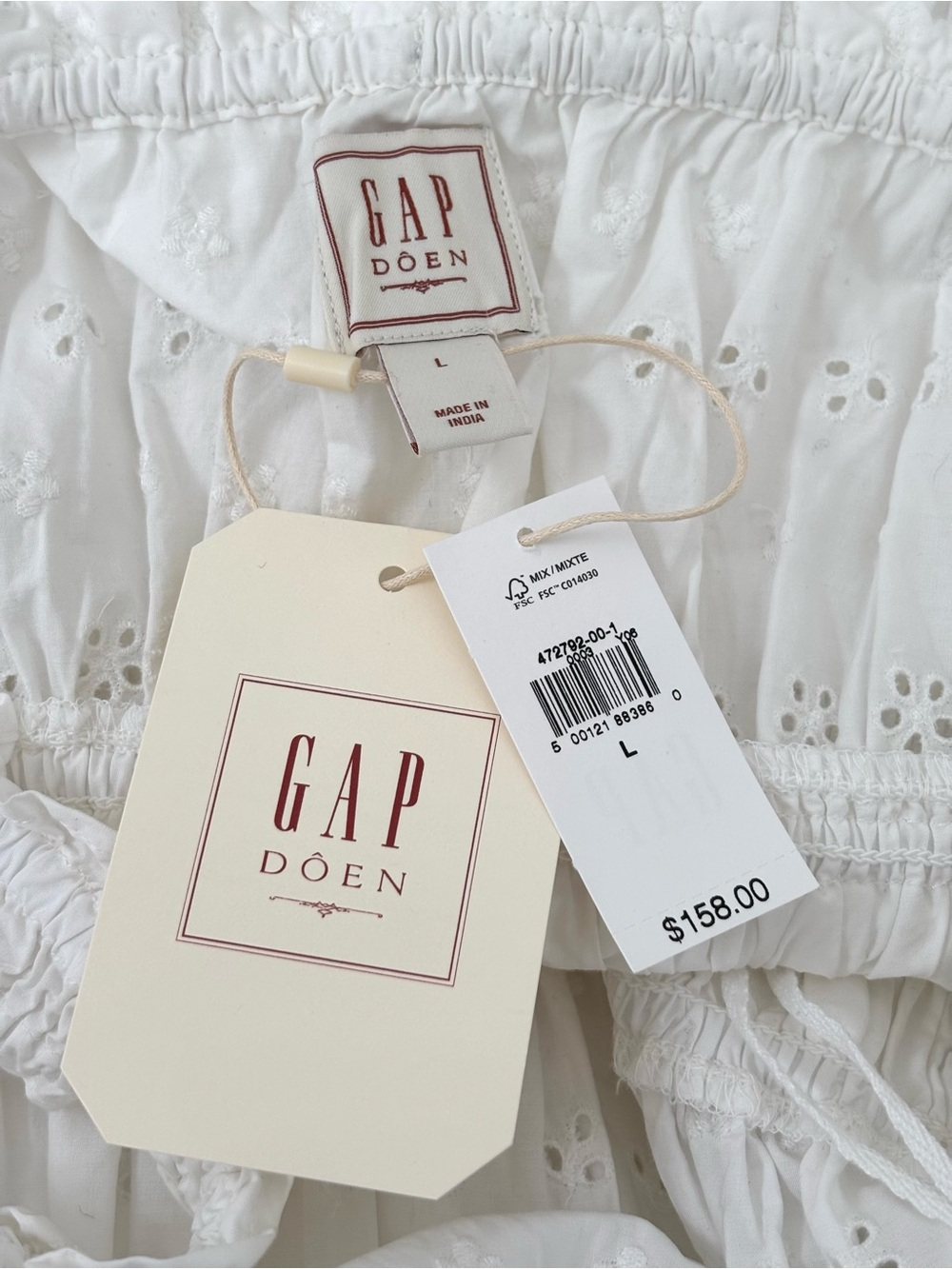 Gap × DÔEN White Eyelet Midi Dress NWT Limited-Edition Vintage-Inspired L - Picture 9 of 11
